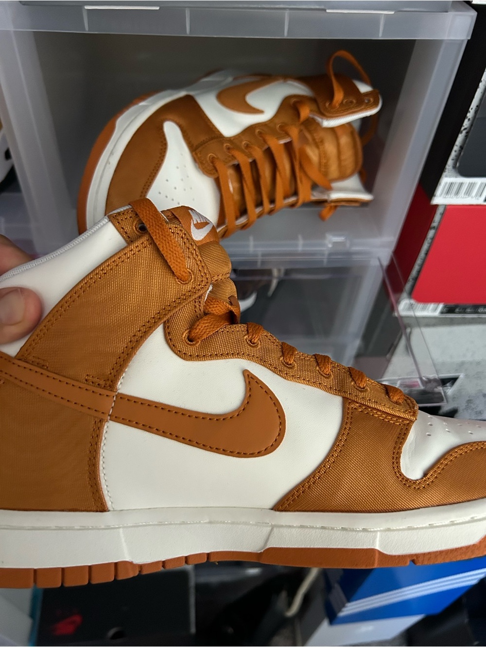 Nike Dunk Men’s High-Top Sneakers — White & Tan/Orange
